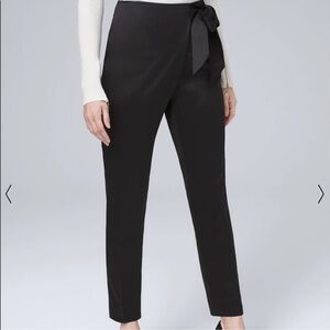White House Black Market Women's Black Satin Tie-Waist Dress Pants Trouser 4P